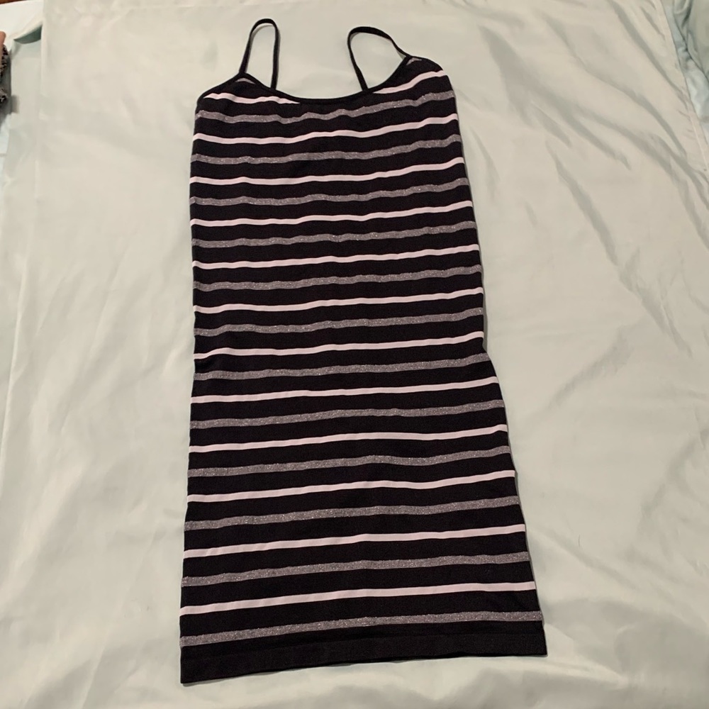 Choice Silver and White Stripped Dress